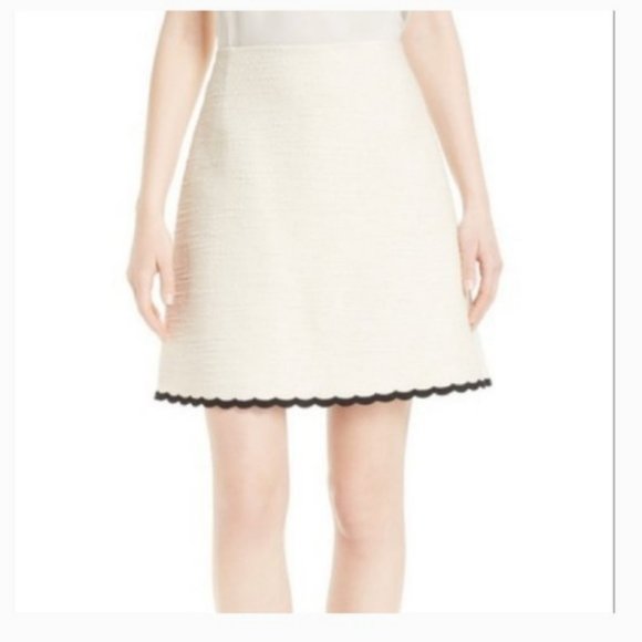 Kate Spade sand dune rambling roses Scallop Tweed cream Skirt size 6 nwot - Picture 3 of 7